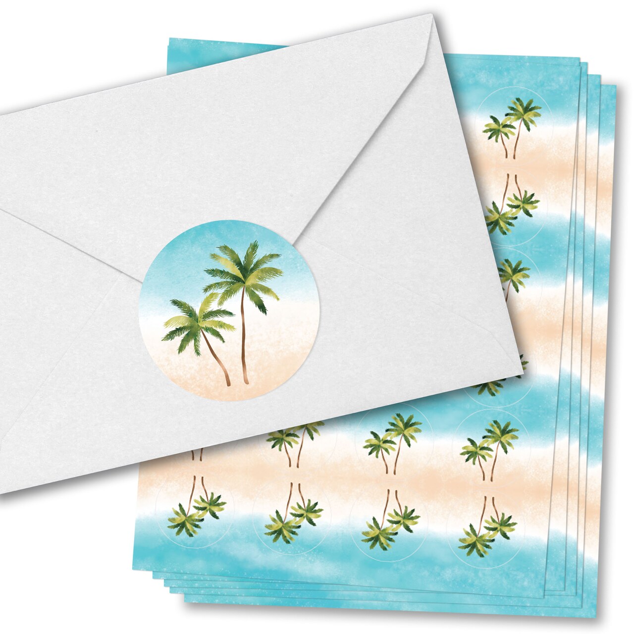 Big Dot of Happiness Beach Wedding Envelope Seal Stickers, Round Circle Stickers to Seal Cards, Envelope Seals - 120 Count